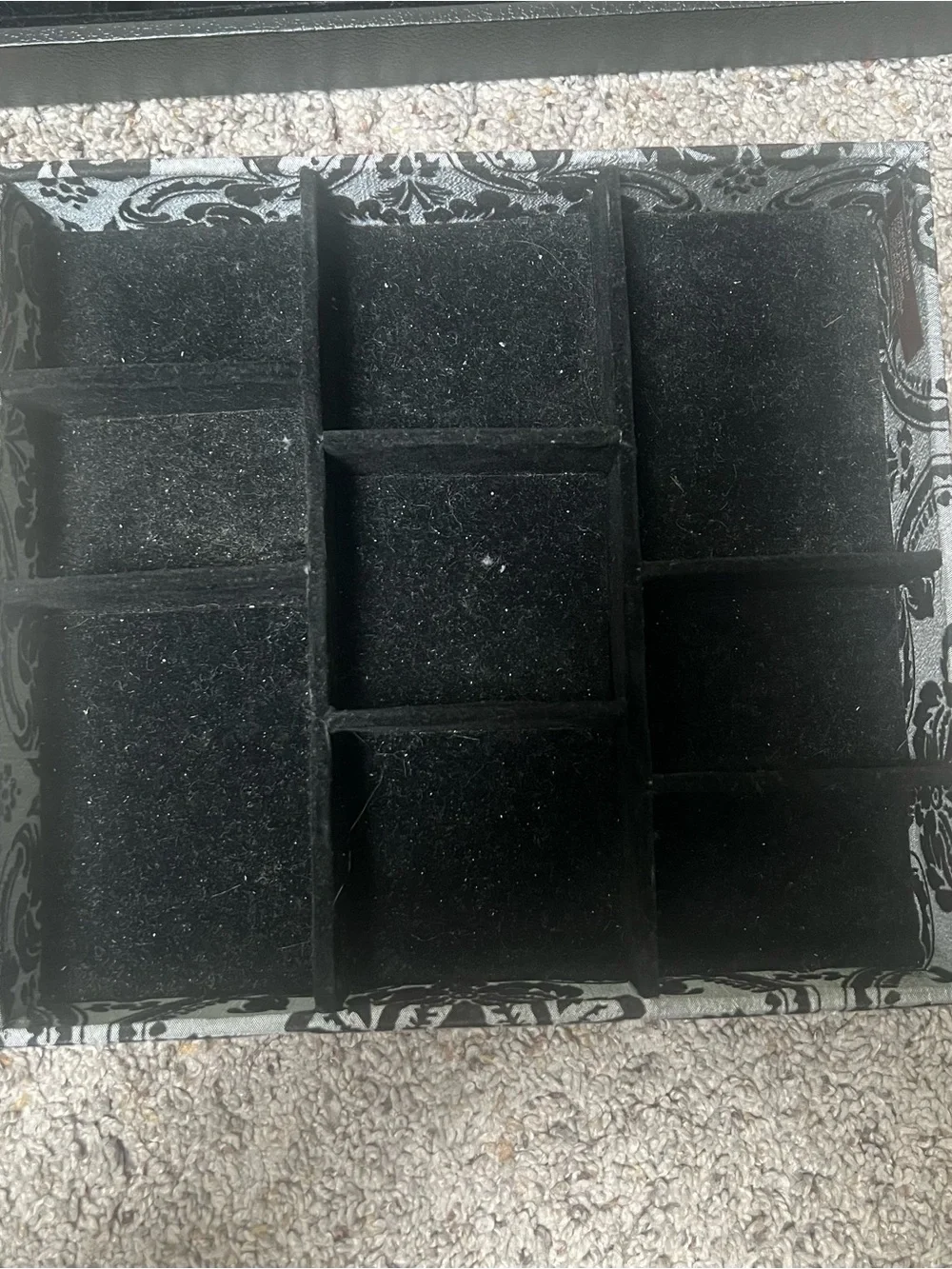 Black Velvet Multiple Compartment Jewelry Trays